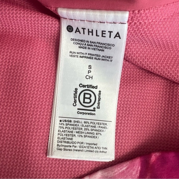 Athleta Run With It Pink Printed Zip Up Jacket - Picture 6 of 8